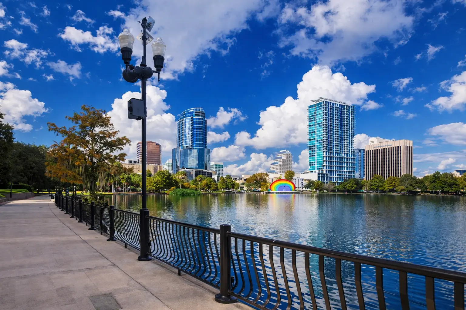 Downtown Orlando skyline and Lake Eola promenade — janitorial services area served by Janstar Janitorial