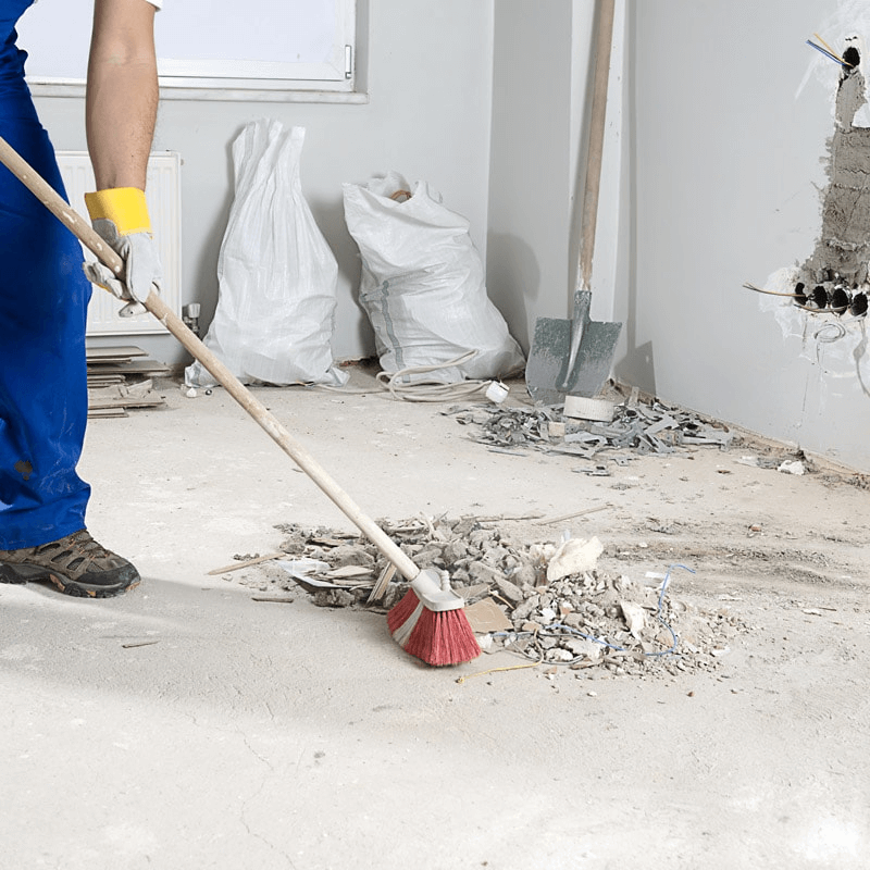 costruction site being cleaned by a commercial cleaning company
