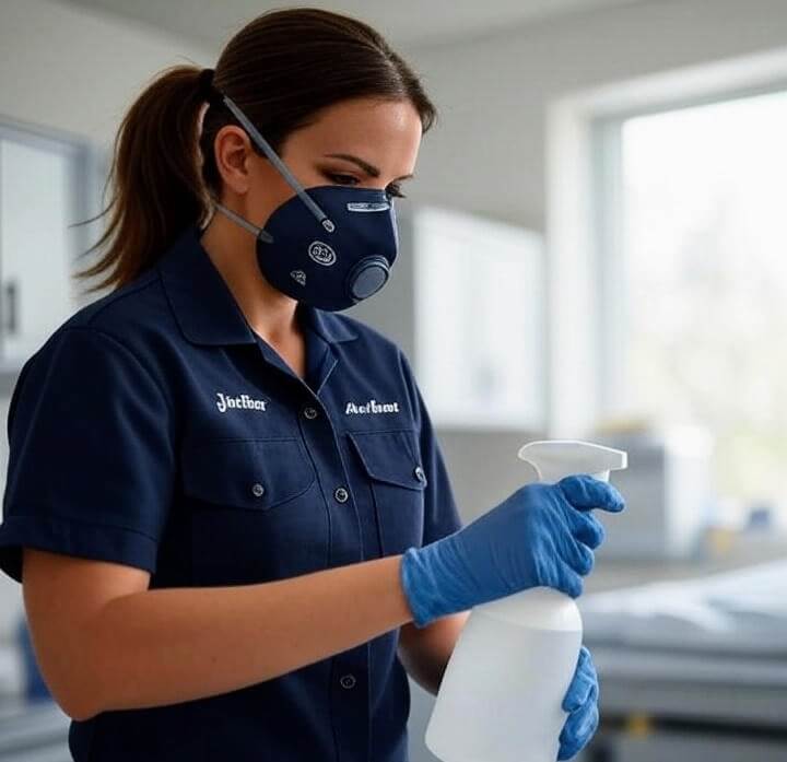 Medical room being sanitized by a commercial cleaning person working for janstar janitorial